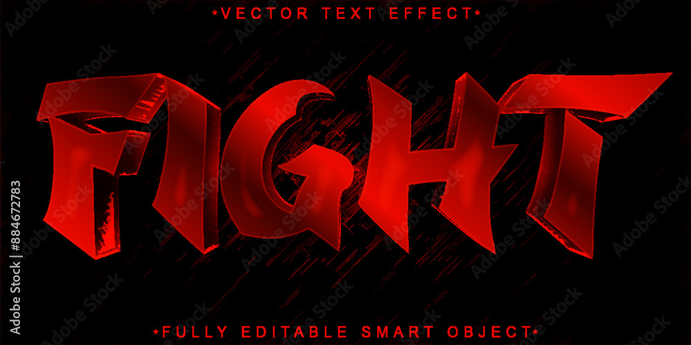 Poster red fight vector fully editable smart object text effect