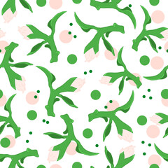 Seamless pattern with flowers and buds, color illustration
