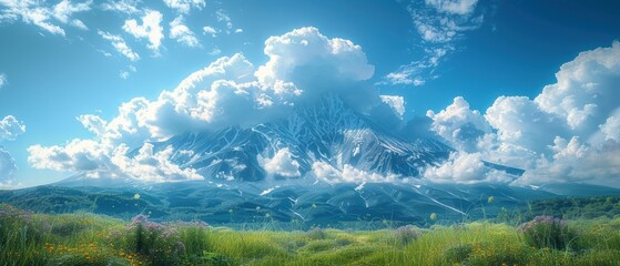Majestic cloud formations over a mountain range, captured in 4K resolution. 