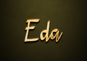 Old gold text effect of Turkish name Eda with 3D glossy style Mockup.