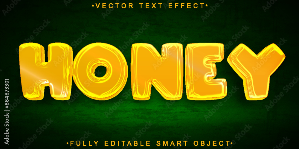 Poster fluid cartoon honey vector fully editable smart object text effect