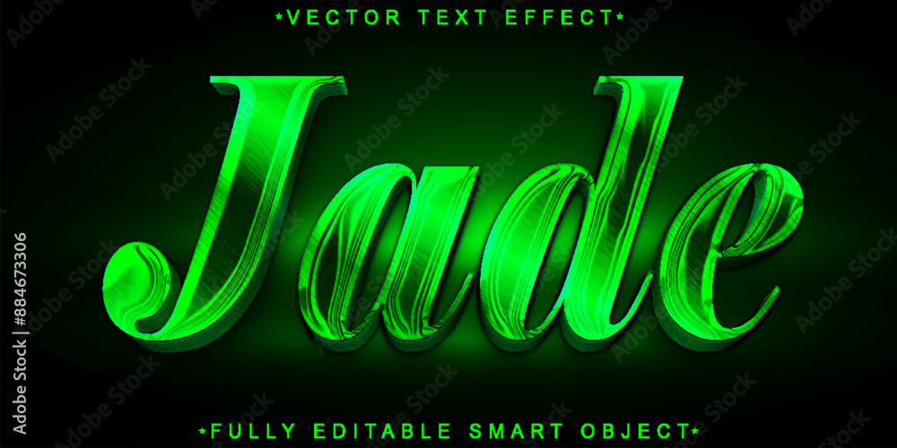 Poster shiny green jade vector fully editable smart object text effect