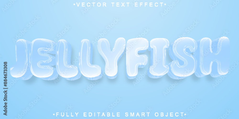 Poster jellyfish vector fully editable smart object text effect