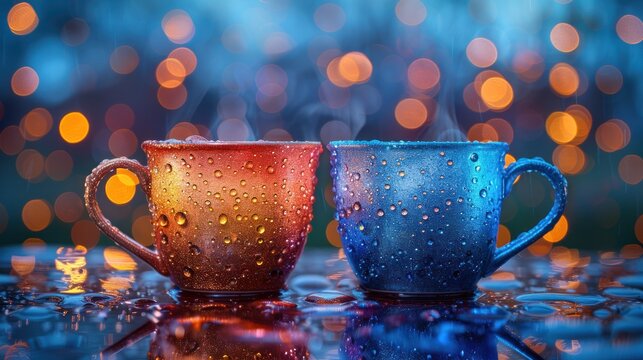 Two Cups of Tea with Bokeh Background