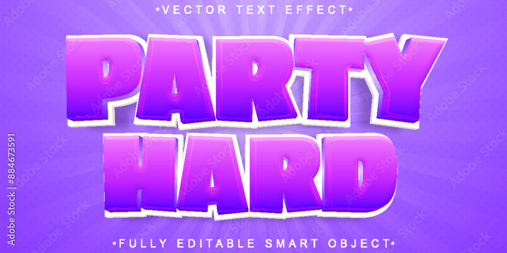 Poster shiny neon party hard vector fully editable smart object text effect