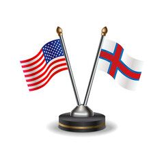 United States (USA) and Faroe Islands table flags relation with background transparent
