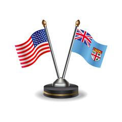 United States (USA) and Fiji table flags relation with background transparent