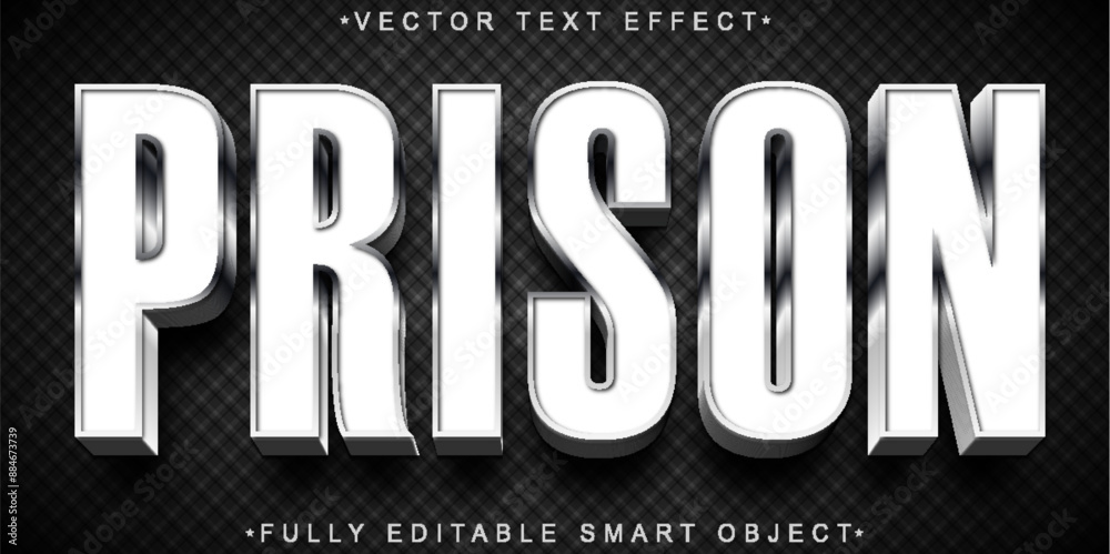 Poster silver prison vector fully editable smart object text effect
