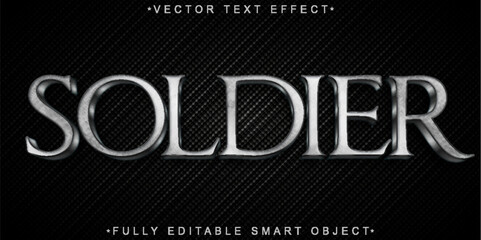 Silver Metalic Shiny Soldier Vector Fully Editable Smart Object Text Effect