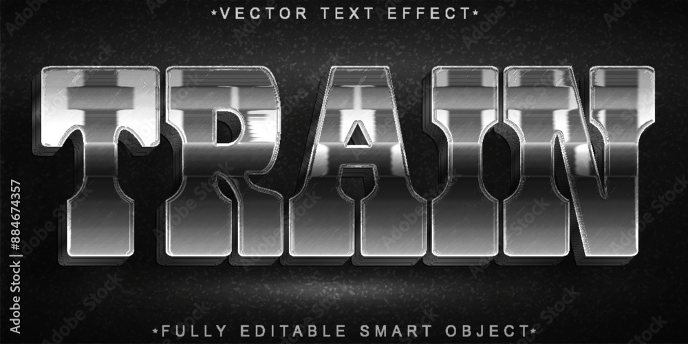 Poster worn train vector fully editable smart object text effect