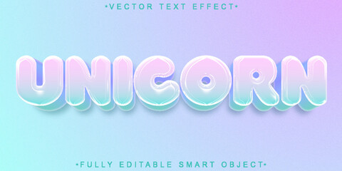 Colorful Cute Unicorn Vector Fully Editable Smart Object Text Effect