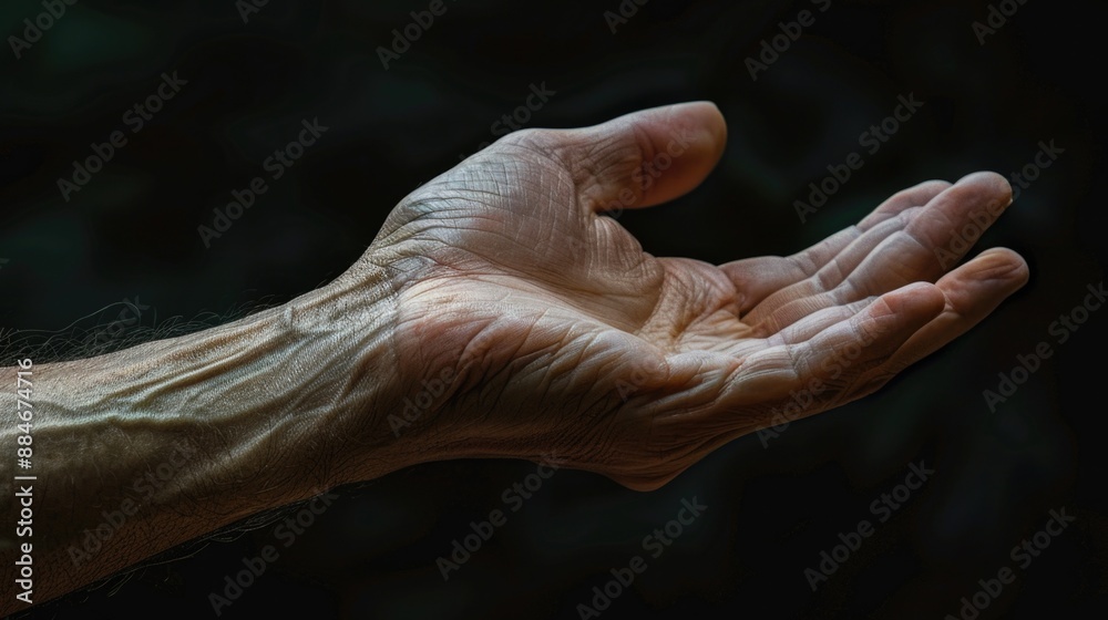 Poster a person's hand grasping an item, potentially used in various contexts