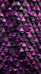 Fototapeta premium Purple Triangles Cones on Black Background, Abstract Image, Texture, Pattern Background, Wallpaper, Cover and Screen of Smartphone, Cell Phone, Computer, Laptop, 9:16 and 16:9 Format