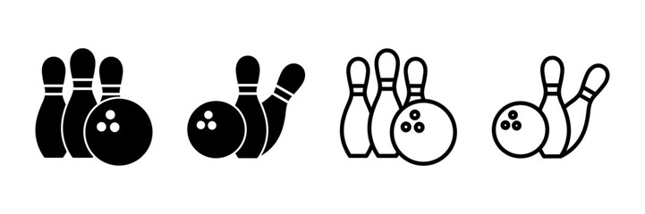 Bowling game Pin Icon vector isolated on white background. Bowling icon, ball and pin