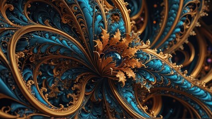 Blue and Gold Ornate Design.
