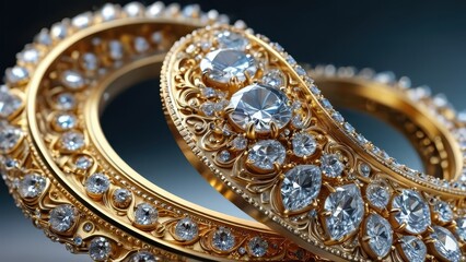 Obraz premium Golden Bracelet with Diamonds.