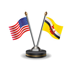 United States (USA) and Brunei table flags relation with background transparent