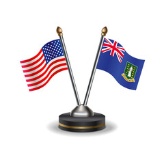 United States (USA) and British Virgin Islands table flags relation with background transparent