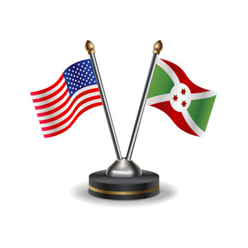 United States (USA) and Burundi table flags relation with background transparent