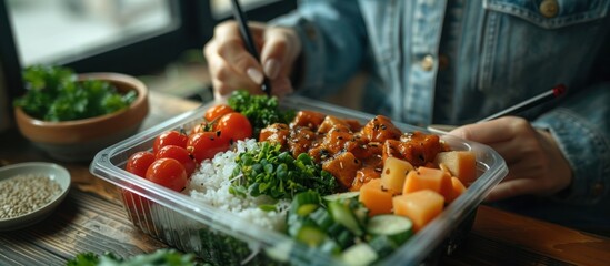 Obraz premium Close-up of a Delicious and Colorful Food Bowl