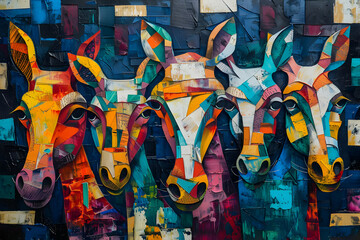 Abstract Colorful Animal Painting