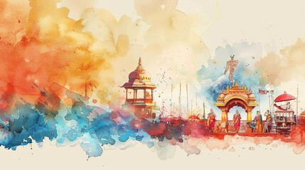 Artistic Watercolor for Rath Yatra Celebration