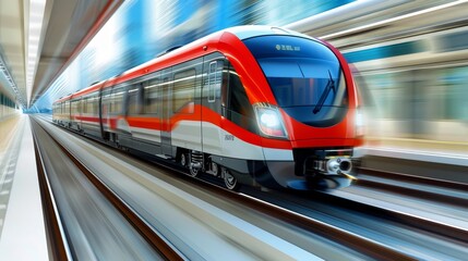 Obraz premium Blurred background train transportation concept with motion blur effect for dynamic visual impact