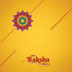 Raksha Bandhan, Greeting Card with, Happy Raksha Bandhan, Colorful Flower, Raksha Bandhan Poster, Social Media Post.  
