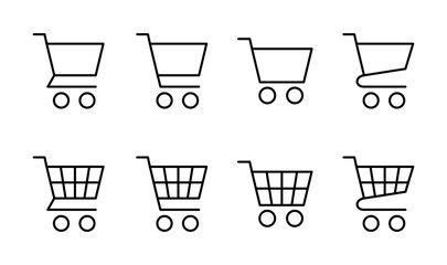 Shopping icon set. Shopping cart icon. Trolley icon vector