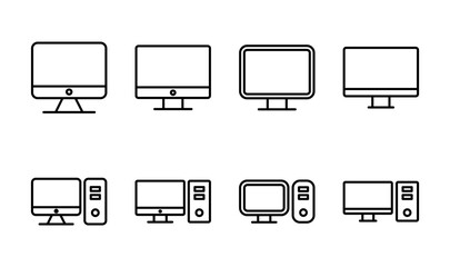 Computer icon set. computer monitor icon vector.