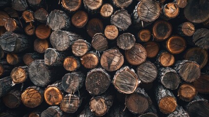 Background of textured cut logs pile