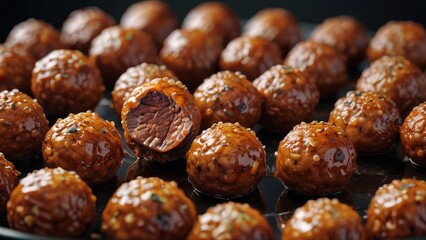 Fototapeta premium Close Up of Meatballs in a Rich Sauce.