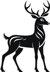 Fototapeta premium Deer stencil depicts elegant wildlife in black outline.