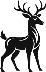 Obraz premium Deer stencil depicts elegant wildlife in black outline.