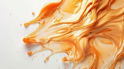 Isolated top view of sun lotion spilled, tanning cream puddle on a white background, creamy and smooth, perfect for summer and skincare designs, no shadow, copy space