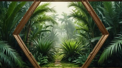 Fototapeta premium Tropical Rainforest View Through a Window.