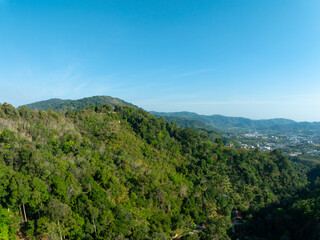 Naklejka premium Aerial view Tropical Rainforest trees mountains