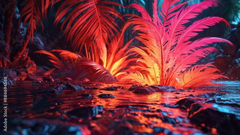 Wall mural Neon Jungle Water.