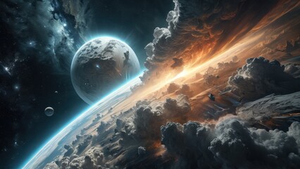 Obraz premium Alien Planet with Giant Clouds.