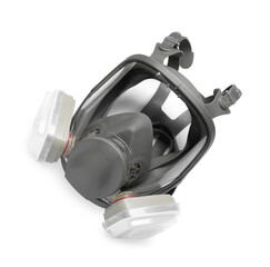 One full face respirator isolated on white, top view © New Africa