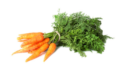 Bunch of fresh ripe carrots isolated on white