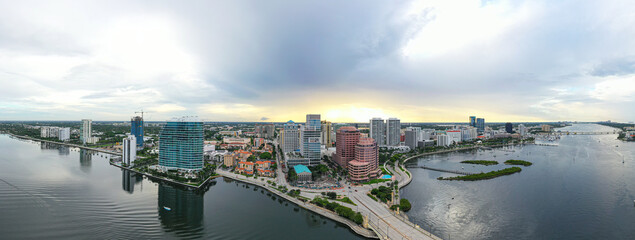 Beautiful panoramic view of West Palm Beach, Florida skyline.