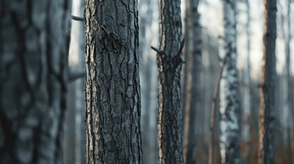 Fototapeta premium A supernatural scene reveals hickory trees standing tall, their sturdy trunks exuding a protective aura