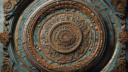 Obraz premium Intricate Circular Design with Floral Motifs.