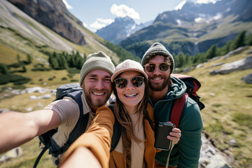 Friends Hiking in the Mountains
