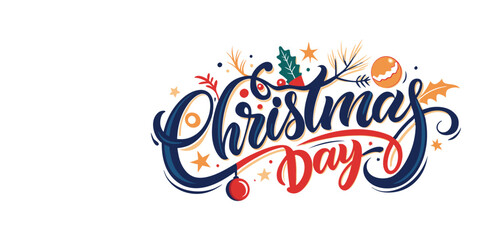 Christmas Day Typography T-Shirt Design  isolated on a white background.