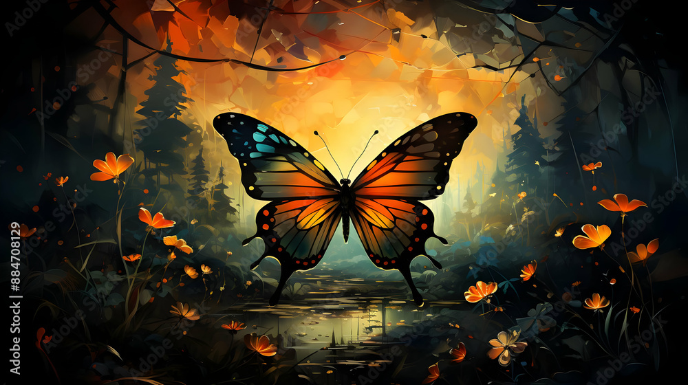 Canvas Prints Butterfly in a Forest