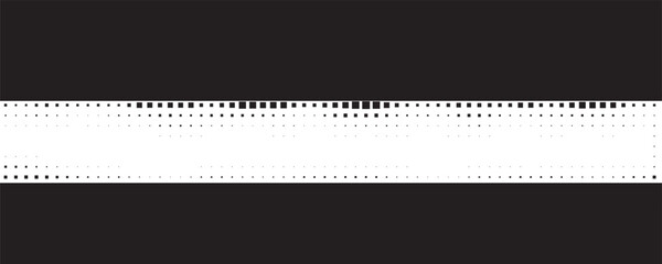Black and white dotted halftone background.