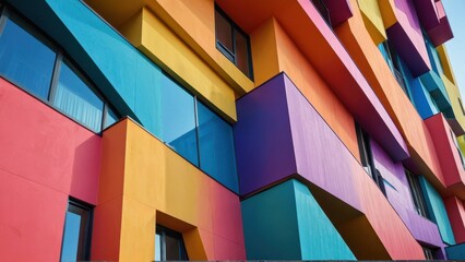 Colorful Geometric Building Facade.