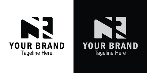 Abstract letter NR 2 logo. initials letter logo concept. creative logo professional. simple design editable